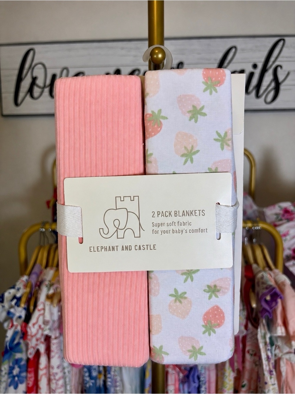 Kids 2-Pack Pink Strawberry Baby Blankets